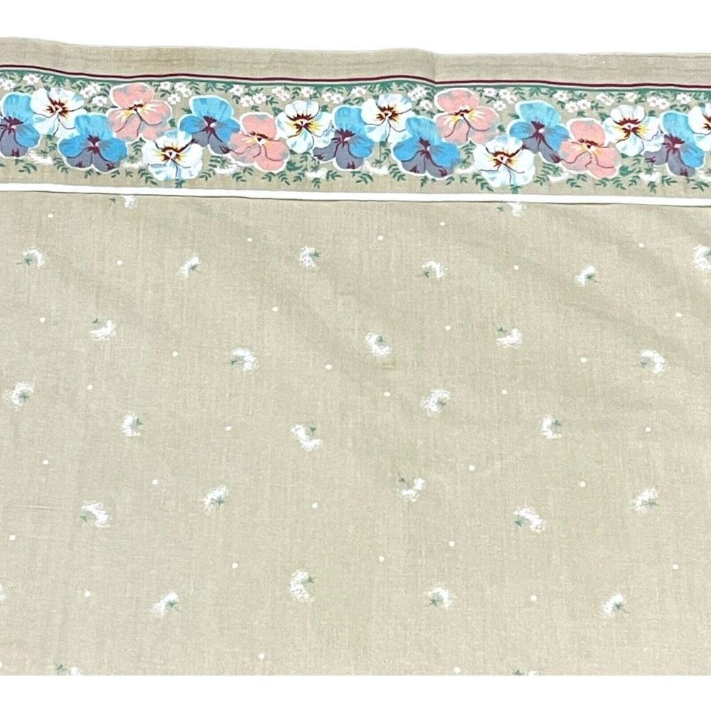 Vintage 1970s Pansy Tan Floral Set Twin 2 Pillowcases Fitted Flat Sheet Pansies - Picture 10 of 16